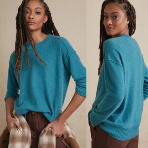 Anthropologie Pilcro Angie Seamed Cashmere Sweater Teal